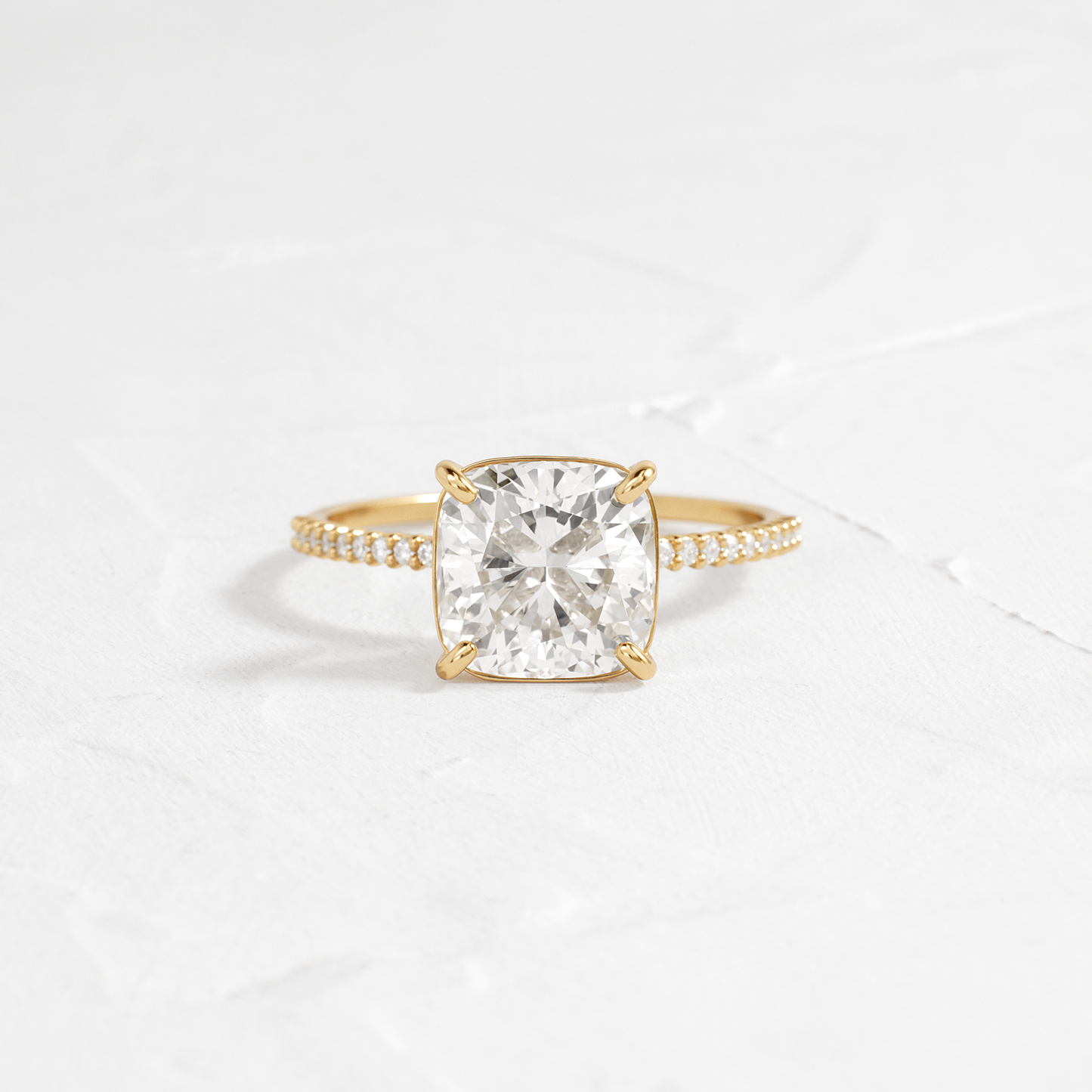 Pave-Cushion Lab Grown Diamond Engagement Ring