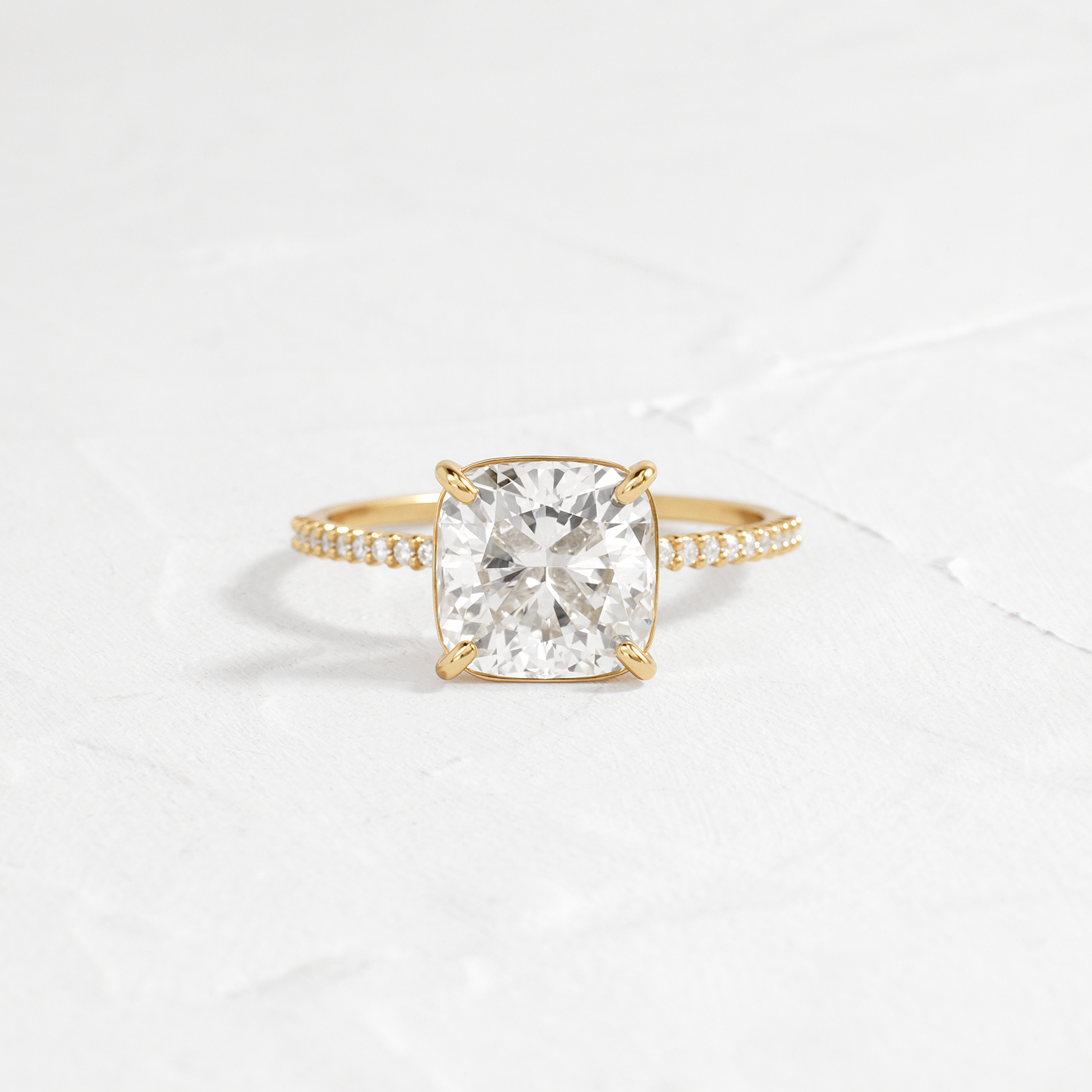Pave-Cushion Lab Grown Diamond Engagement Ring