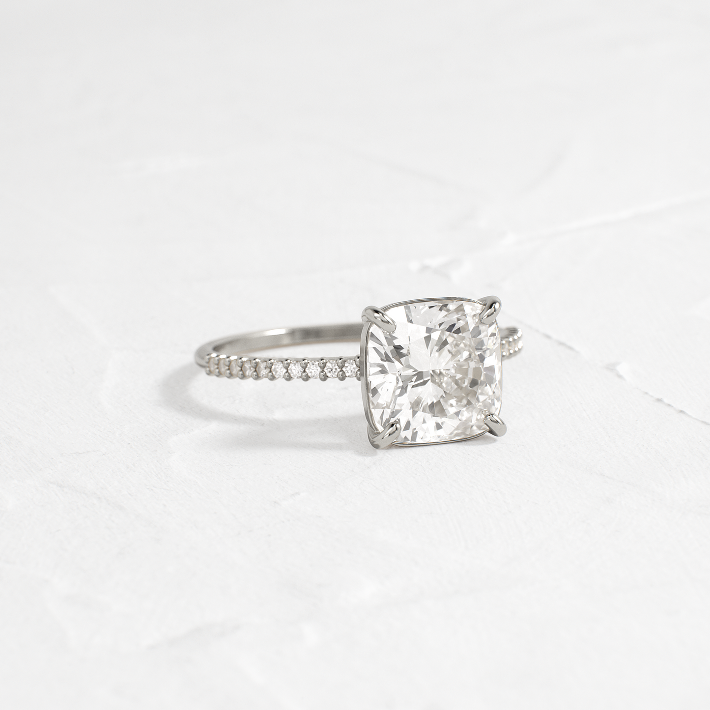 Pave-Cushion Lab Grown Diamond Engagement Ring