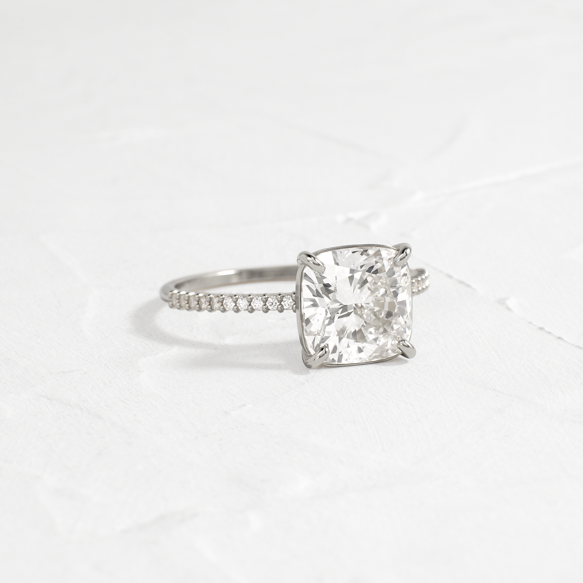 Pave-Cushion Lab Grown Diamond Engagement Ring