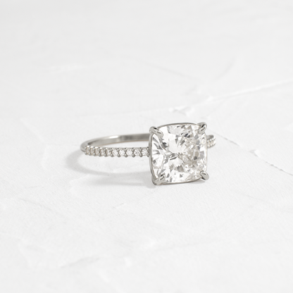Pave-Cushion Lab Grown Diamond Engagement Ring