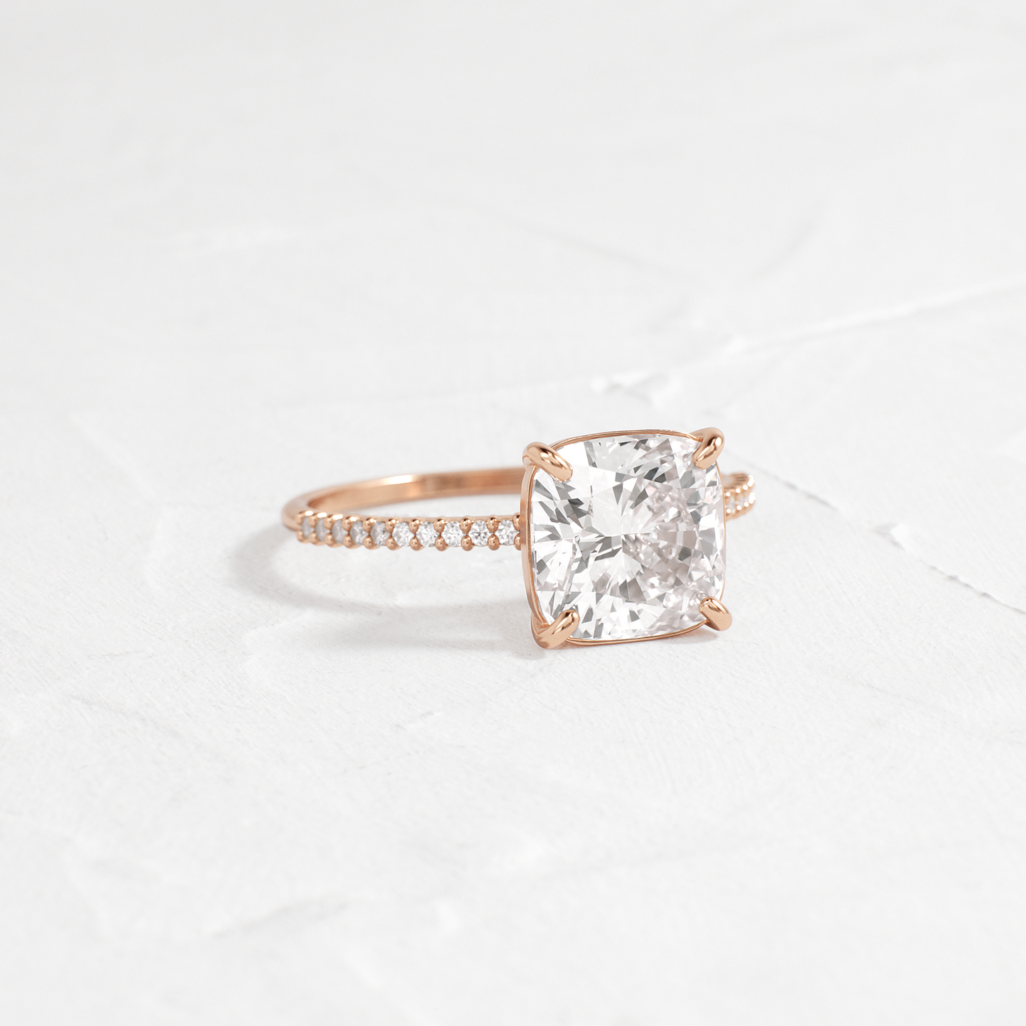 Pave-Cushion Lab Grown Diamond Engagement Ring