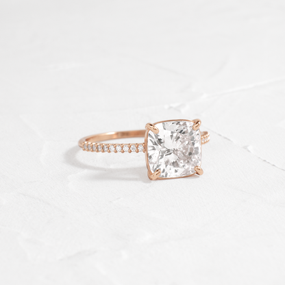 Pave-Cushion Lab Grown Diamond Engagement Ring