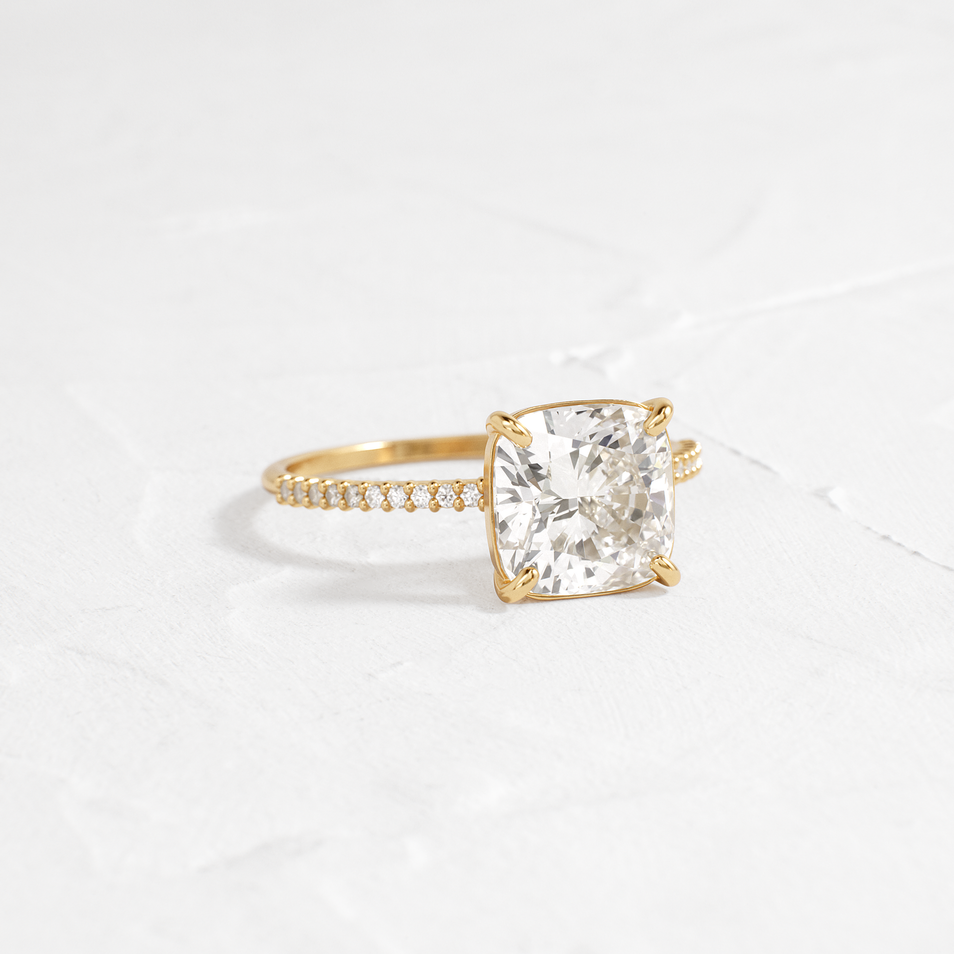 Pave-Cushion Lab Grown Diamond Engagement Ring