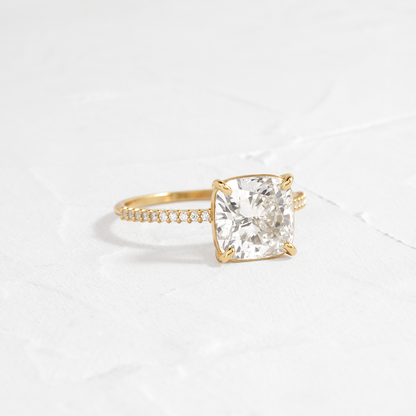 Pave-Cushion Lab Grown Diamond Engagement Ring