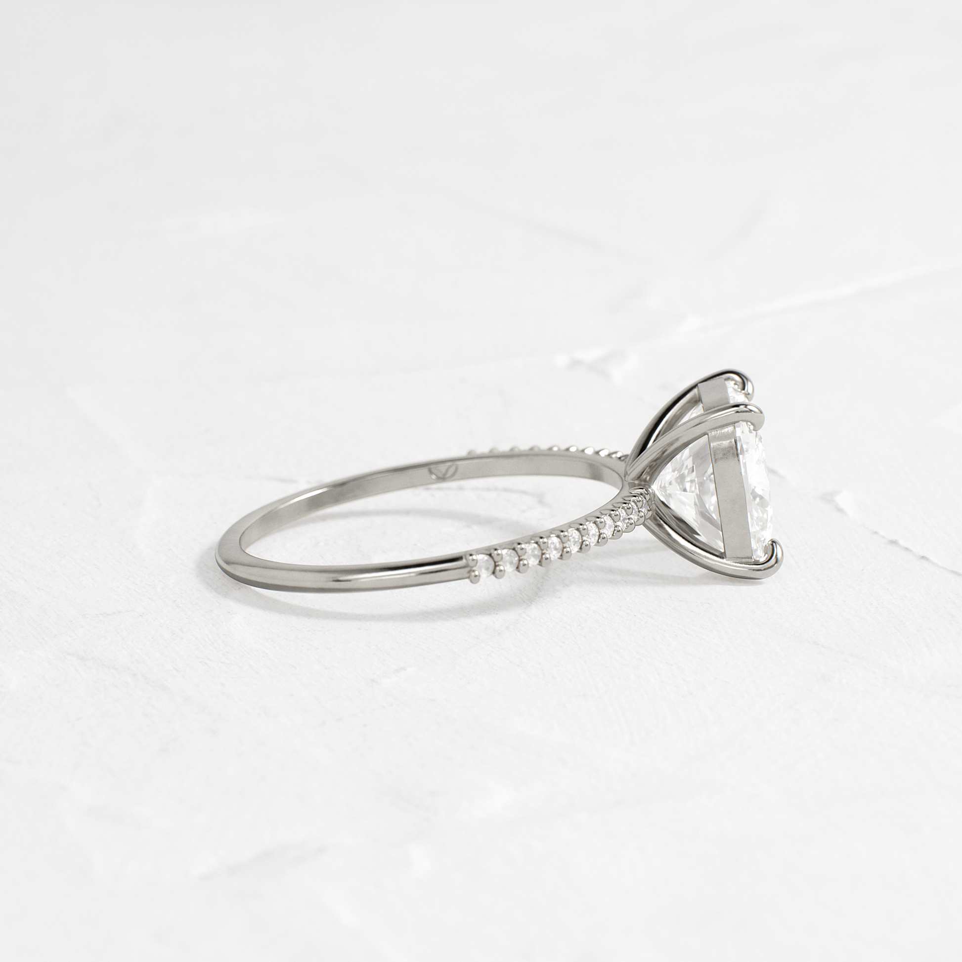 Pave-Cushion Lab Grown Diamond Engagement Ring
