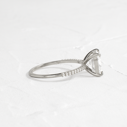 Pave-Cushion Lab Grown Diamond Engagement Ring