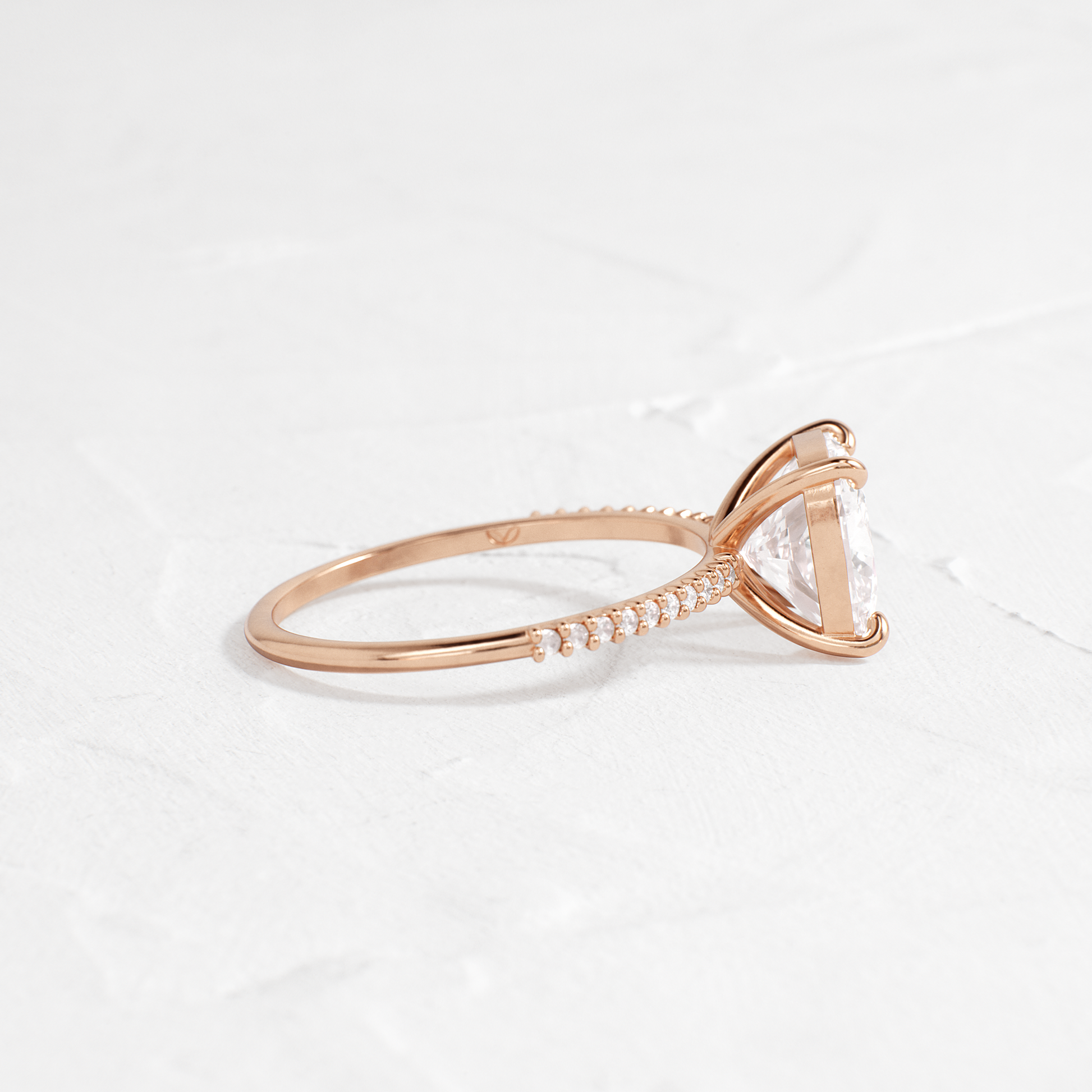 Pave-Cushion Lab Grown Diamond Engagement Ring