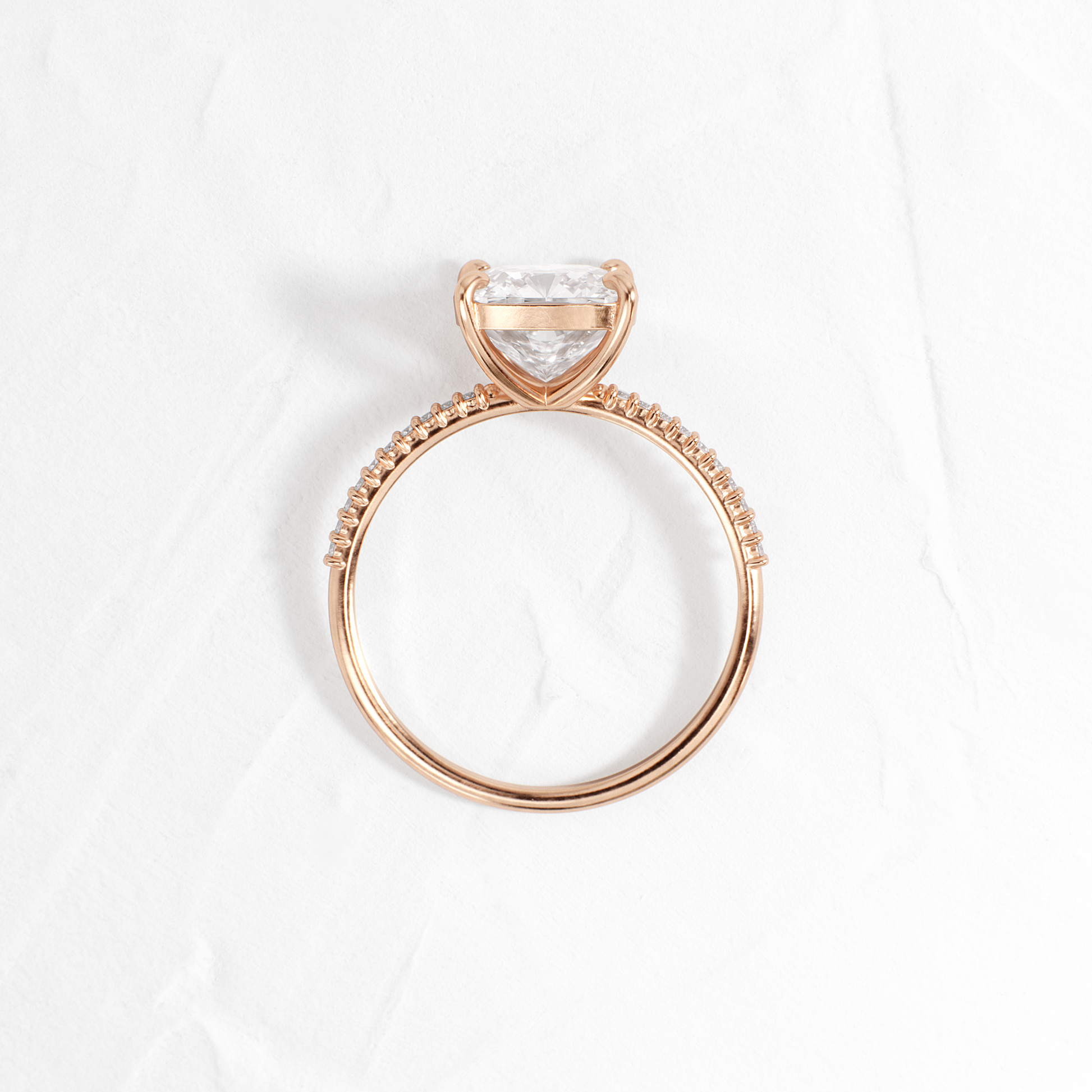 Pave-Cushion Lab Grown Diamond Engagement Ring
