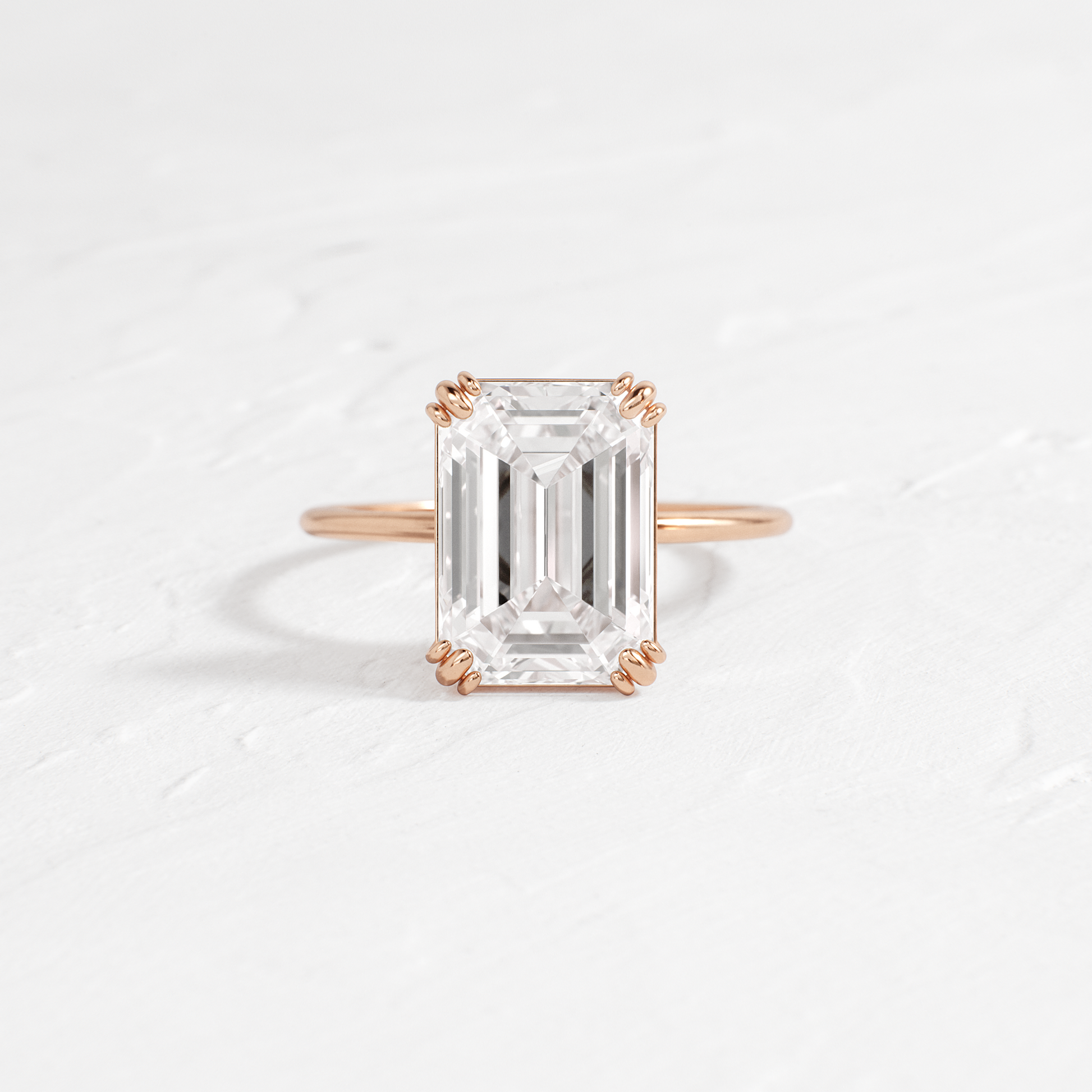 Solitaire Double Prong-Emerald Lab Grown Diamond Engagement Ring