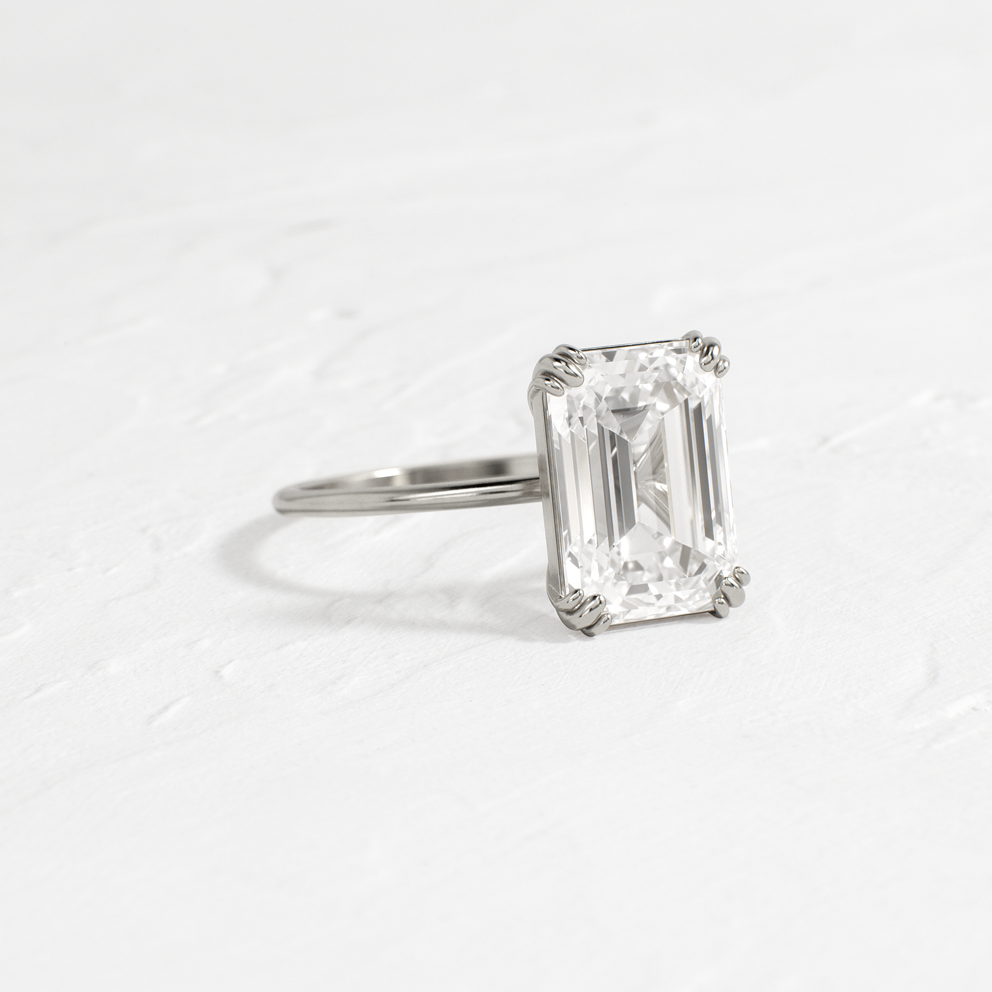 Solitaire Double Prong-Emerald Lab Grown Diamond Engagement Ring