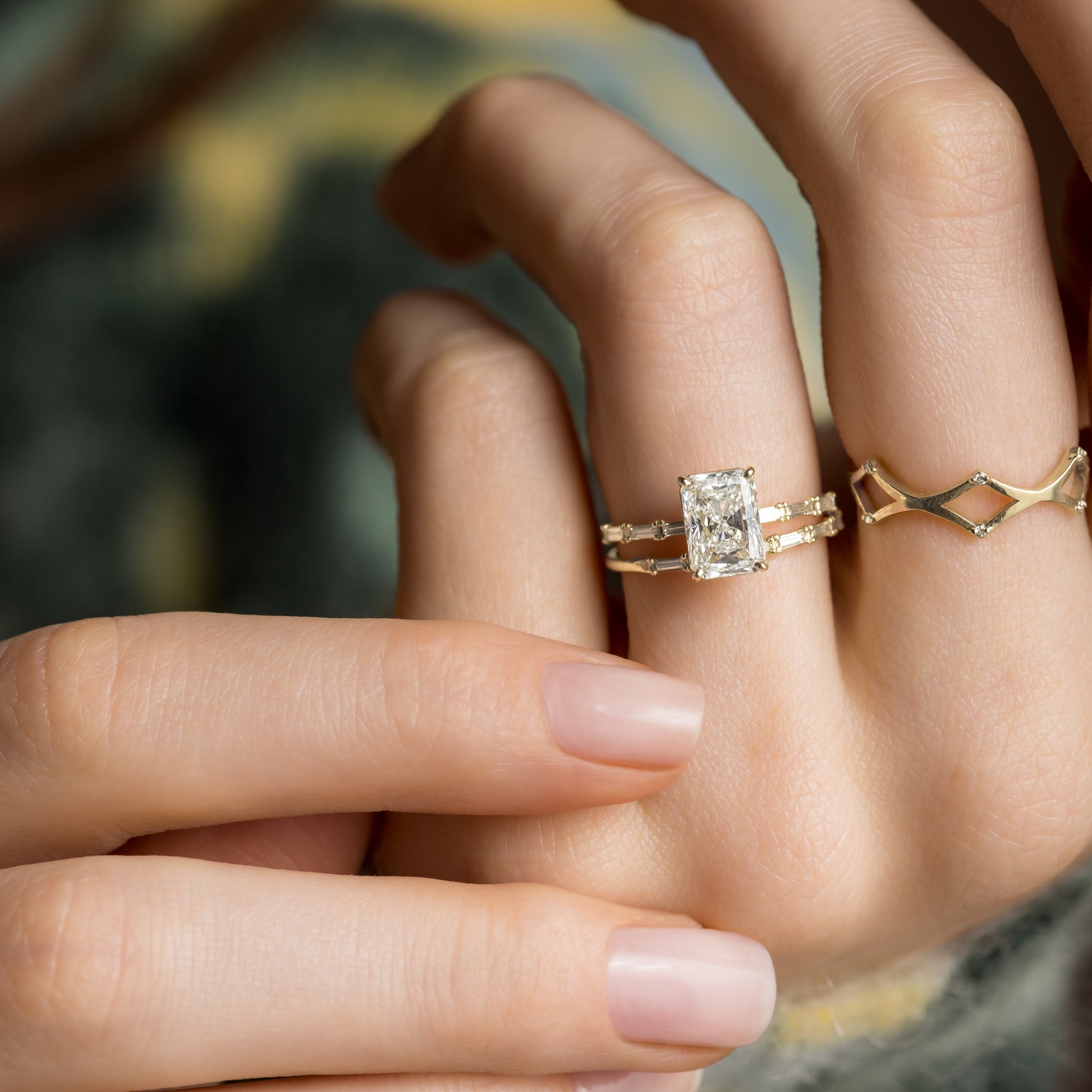Pave-Radiant Lab Grown Diamond Engagement Ring