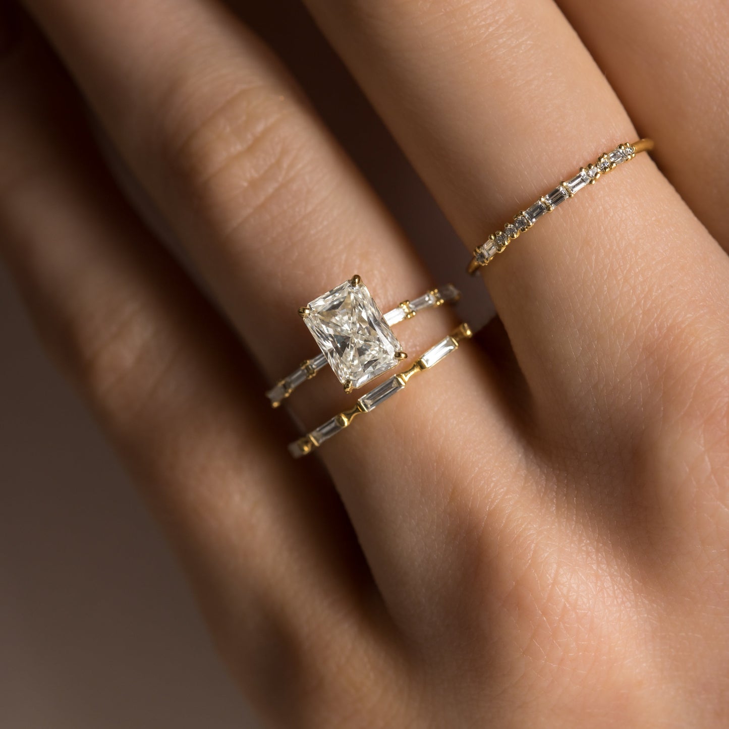 Pave-Radiant Lab Grown Diamond Engagement Ring