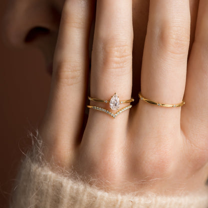 Criss Cross-Pear Lab Grown Diamond Engagement Ring