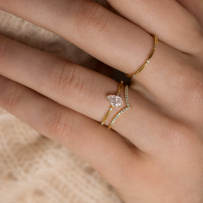 Criss Cross-Pear Lab Grown Diamond Engagement Ring
