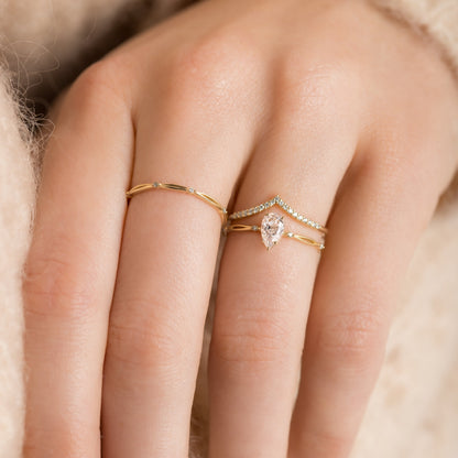 Criss Cross-Pear Lab Grown Diamond Engagement Ring