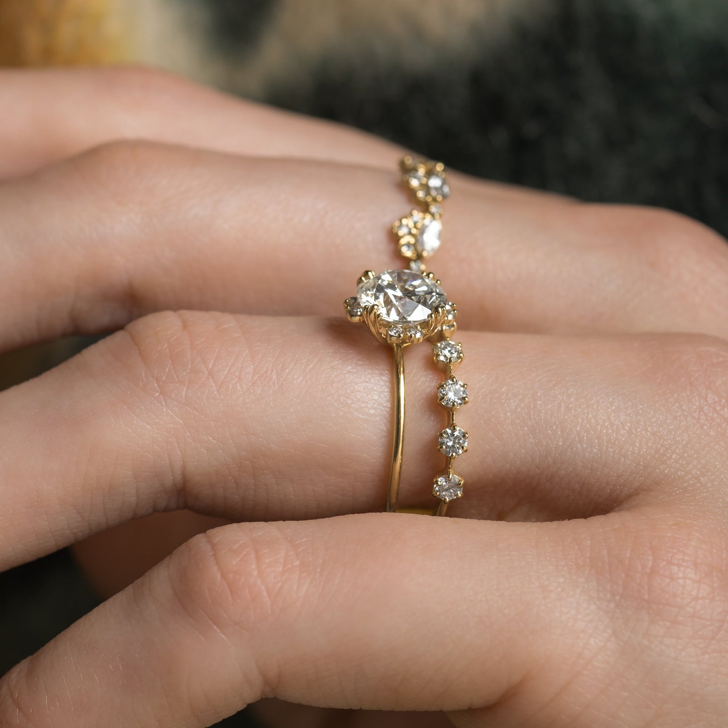 Halo & Triple Prong-Round Lab Grown Diamond Engagement Ring