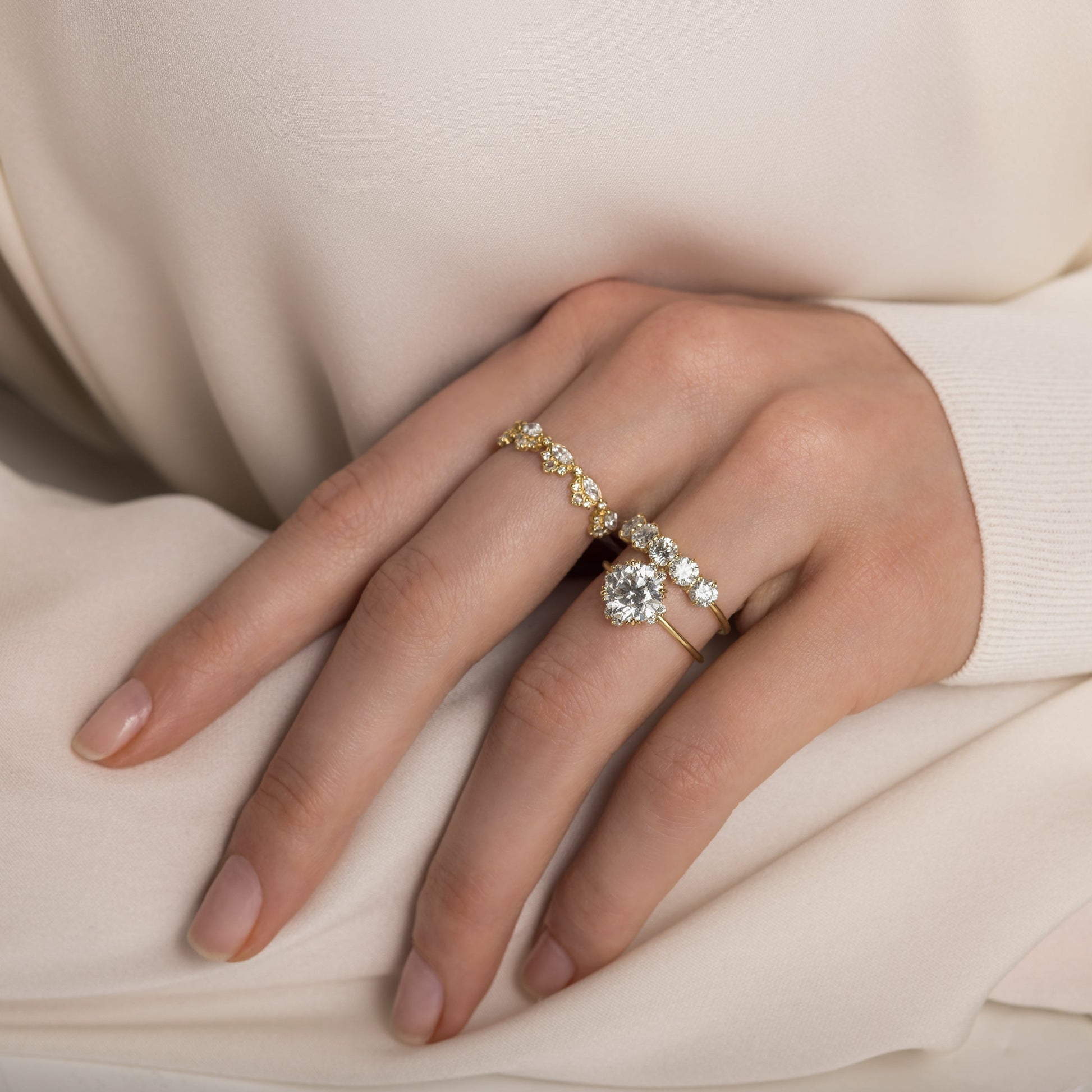 Halo & Triple Prong-Round Lab Grown Diamond Engagement Ring