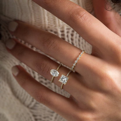 Pave-Princess Lab Grown Diamond Engagement Ring