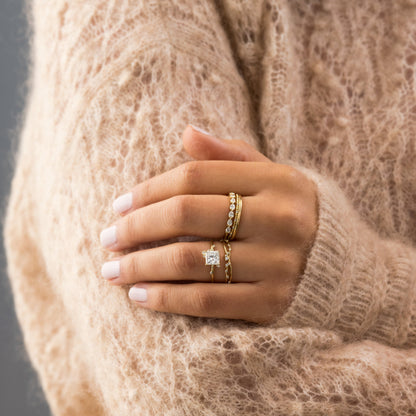 Dainty Cluster-Princess Lab Grown Diamond Engagement Ring