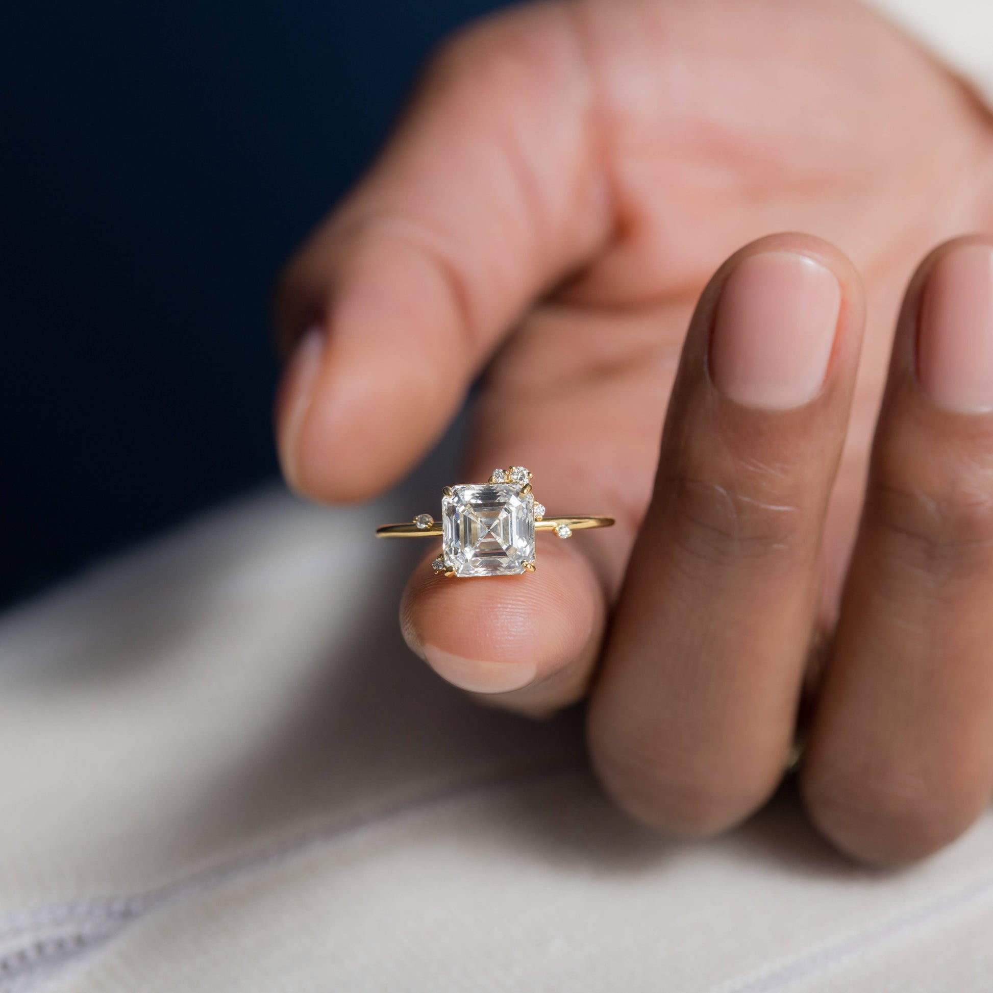 Cluster-Asscher Lab Grown Diamond Engagement Ring