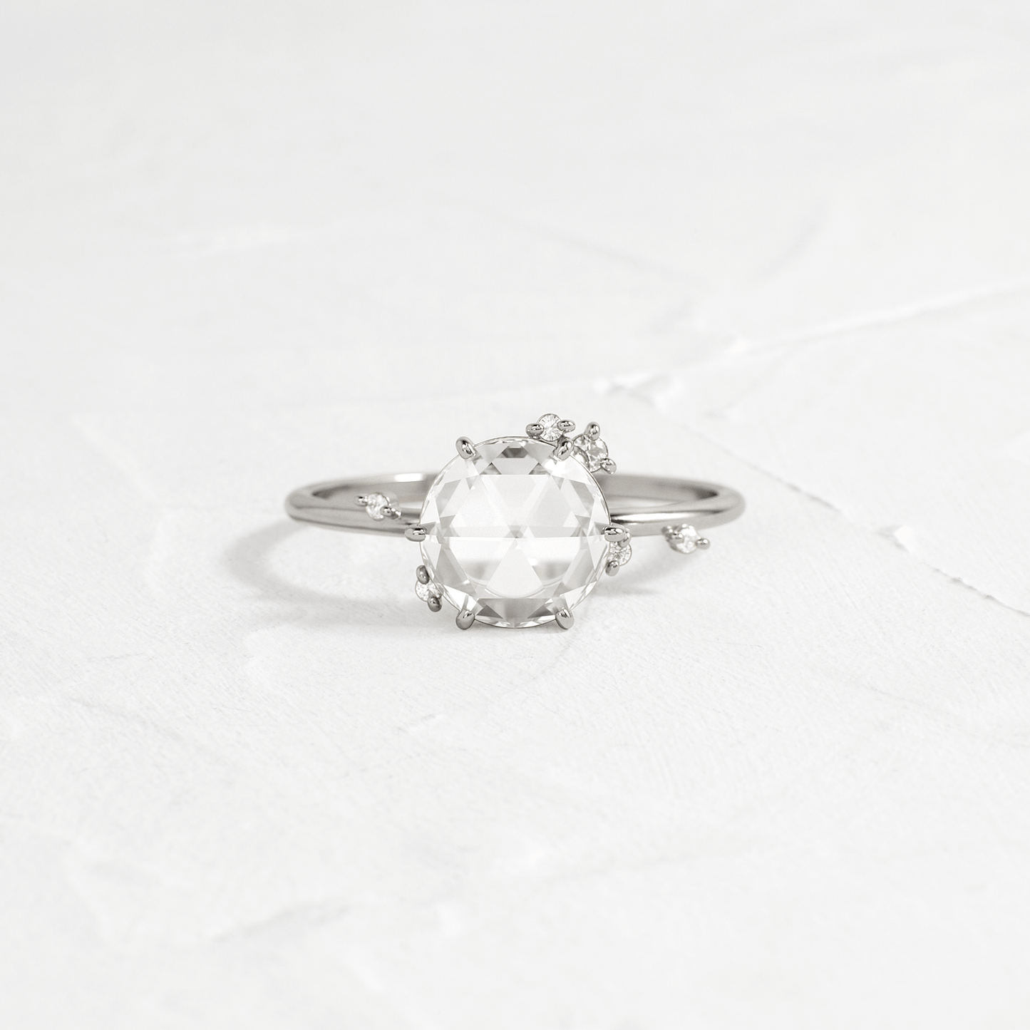 Cluster-Rose Cut Lab Grown Diamond Engagement Ring