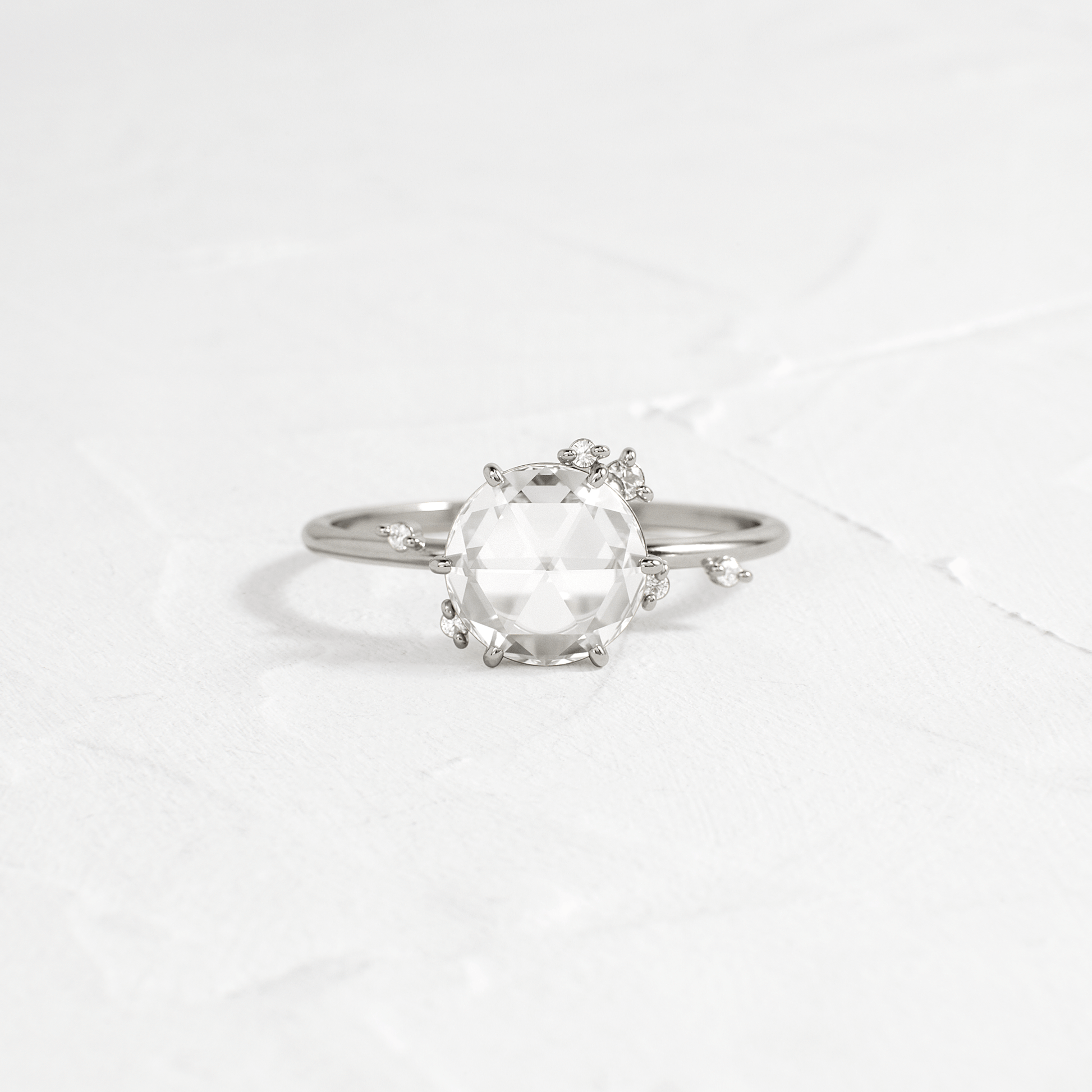 Cluster-Rose Cut Lab Grown Diamond Engagement Ring