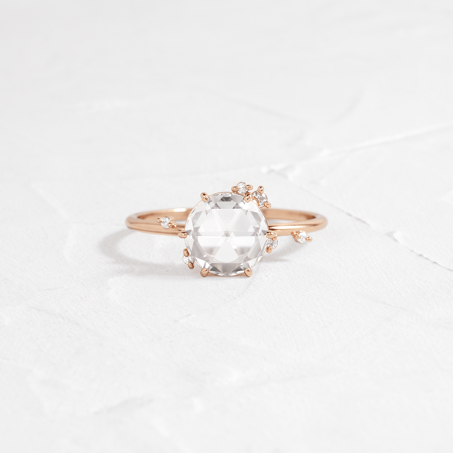 Cluster-Rose Cut Lab Grown Diamond Engagement Ring