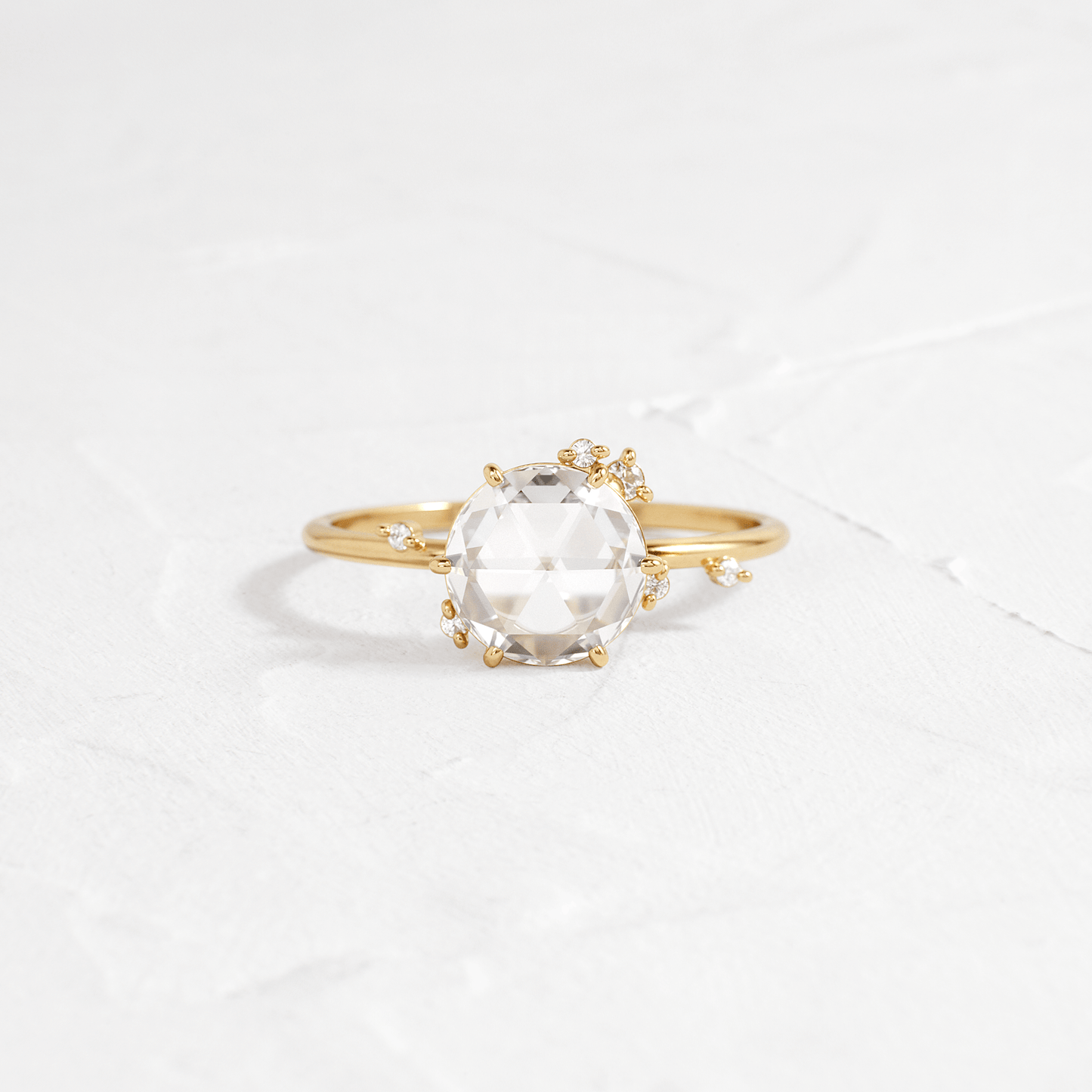 Cluster-Rose Cut Lab Grown Diamond Engagement Ring