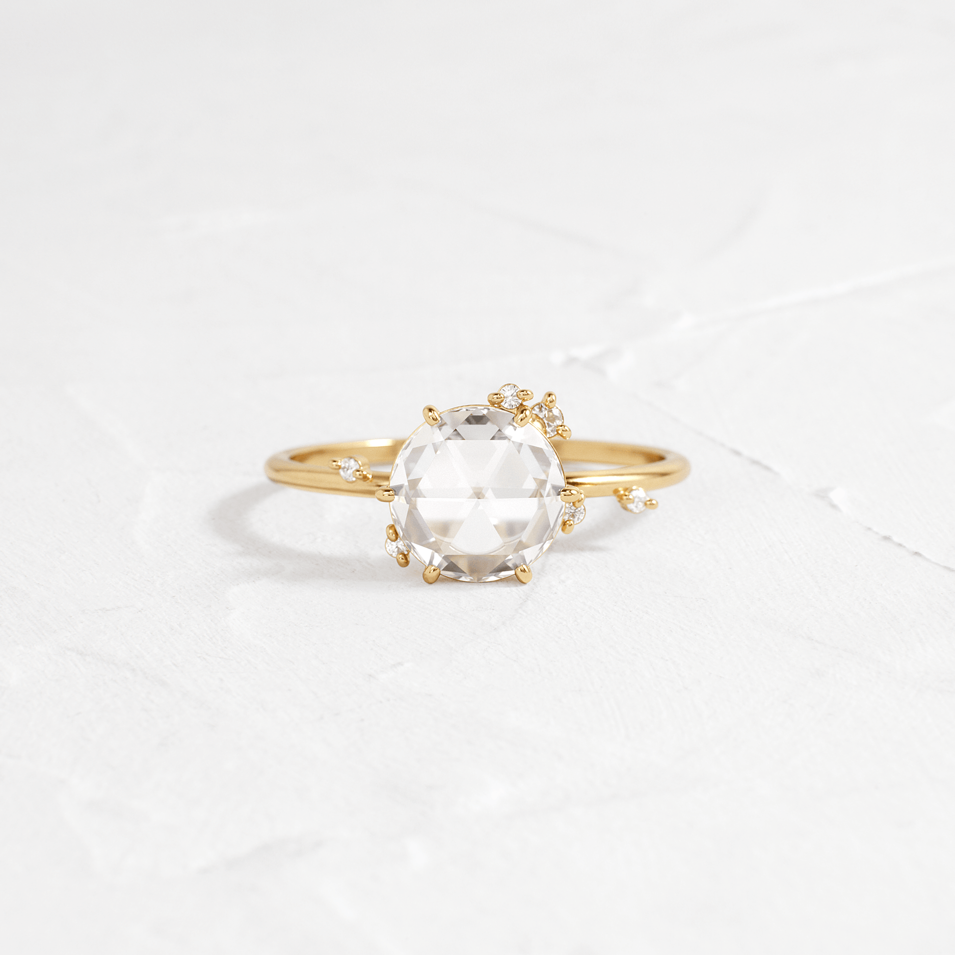 Cluster-Rose Cut Lab Grown Diamond Engagement Ring