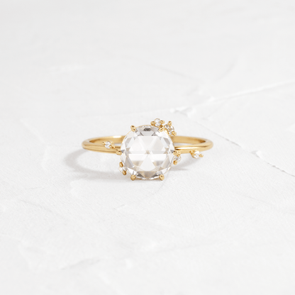 Cluster-Rose Cut Lab Grown Diamond Engagement Ring