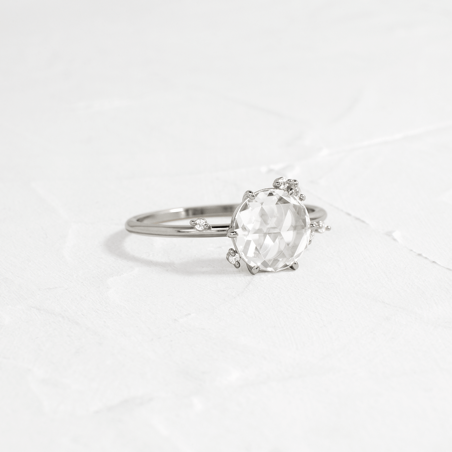 Cluster-Rose Cut Lab Grown Diamond Engagement Ring