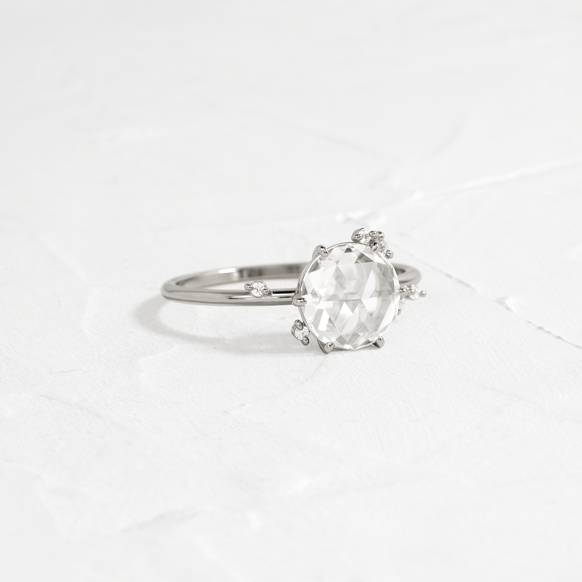Cluster-Rose Cut Lab Grown Diamond Engagement Ring