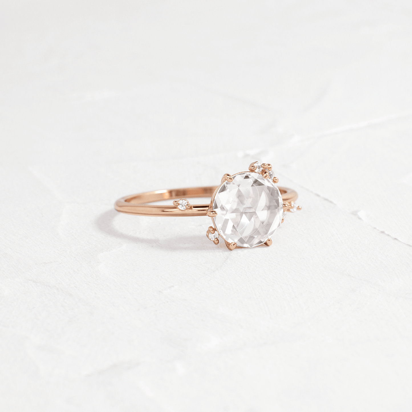 Cluster-Rose Cut Lab Grown Diamond Engagement Ring