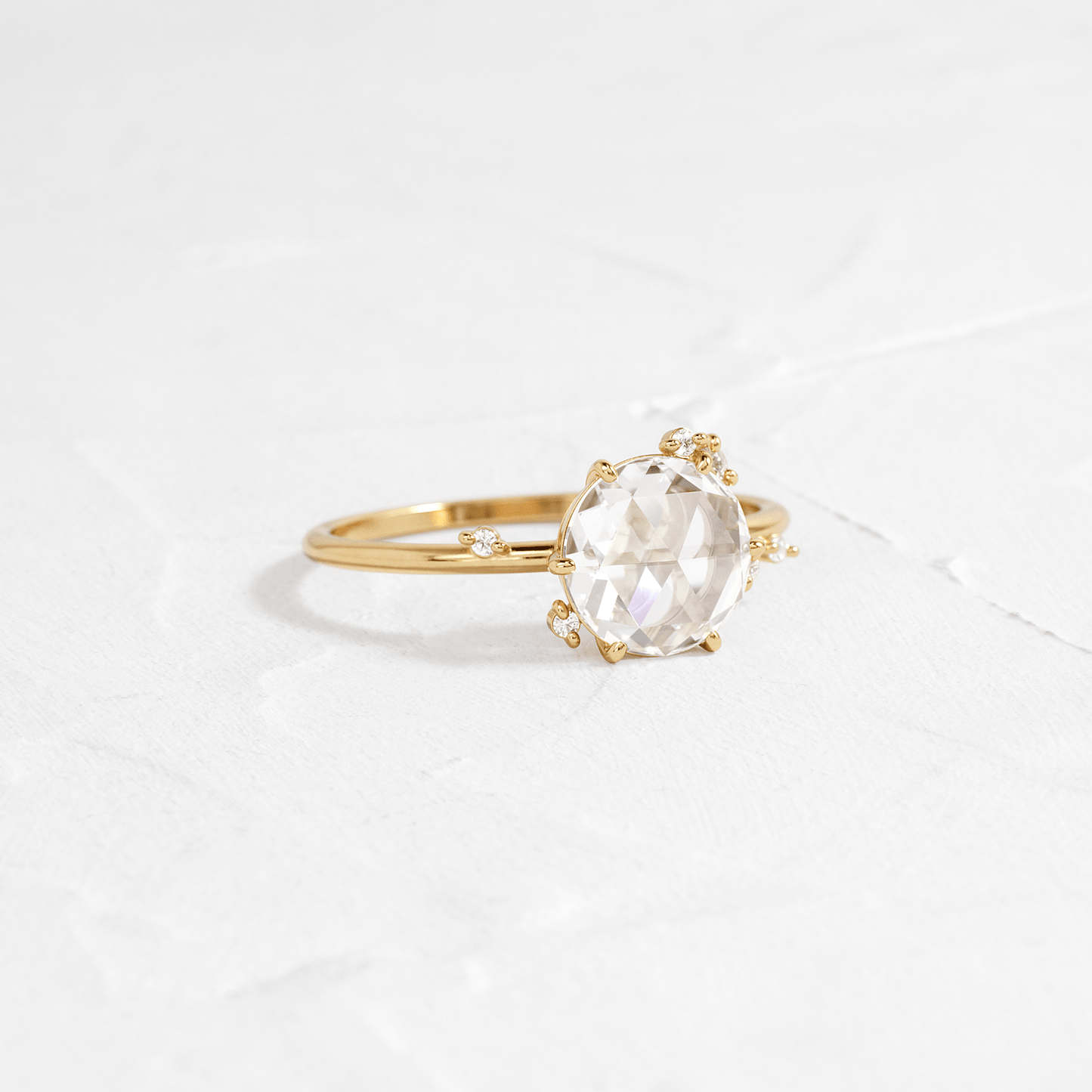 Cluster-Rose Cut Lab Grown Diamond Engagement Ring