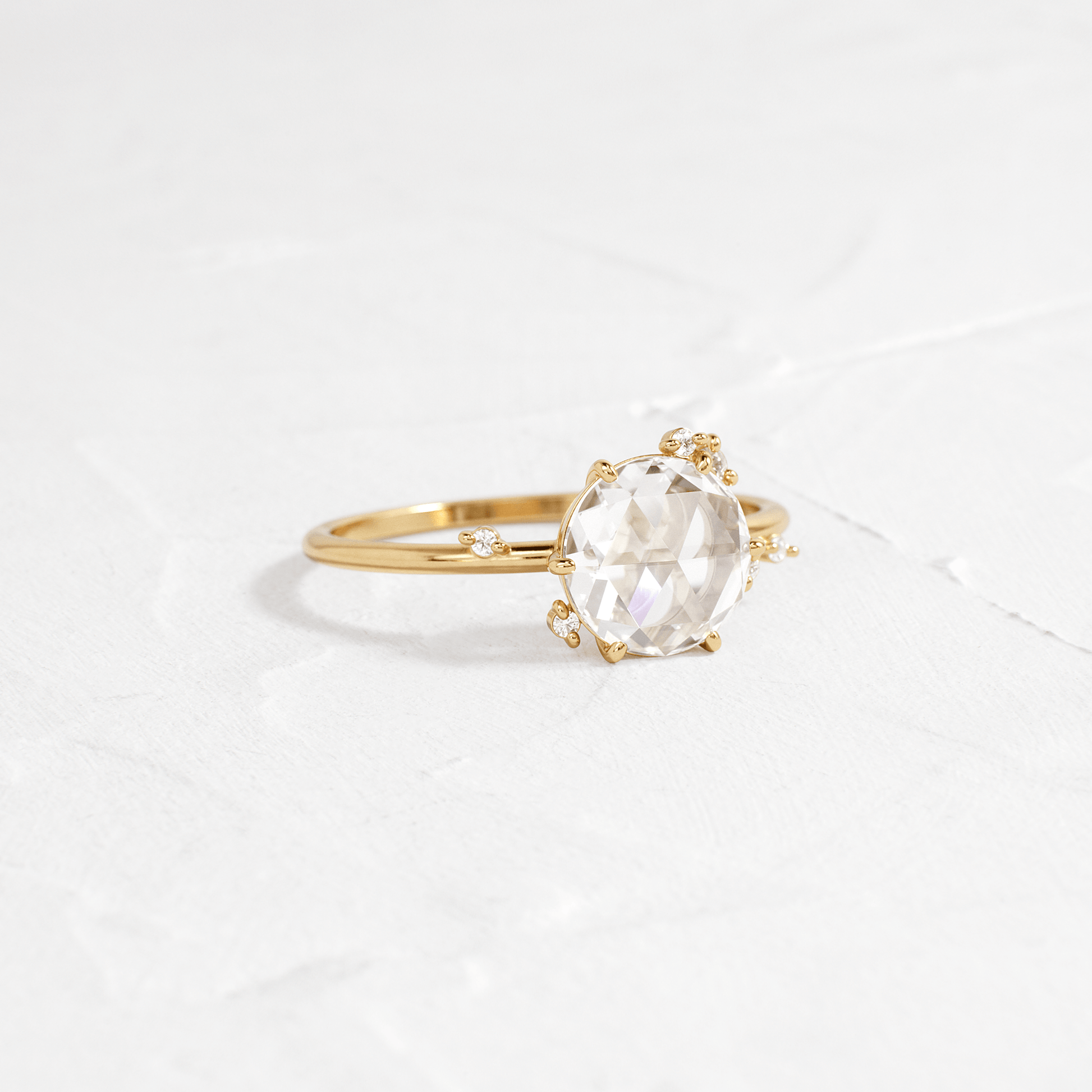 Cluster-Rose Cut Lab Grown Diamond Engagement Ring