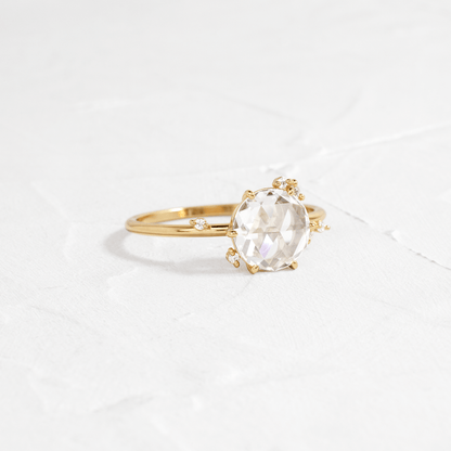 Cluster-Rose Cut Lab Grown Diamond Engagement Ring