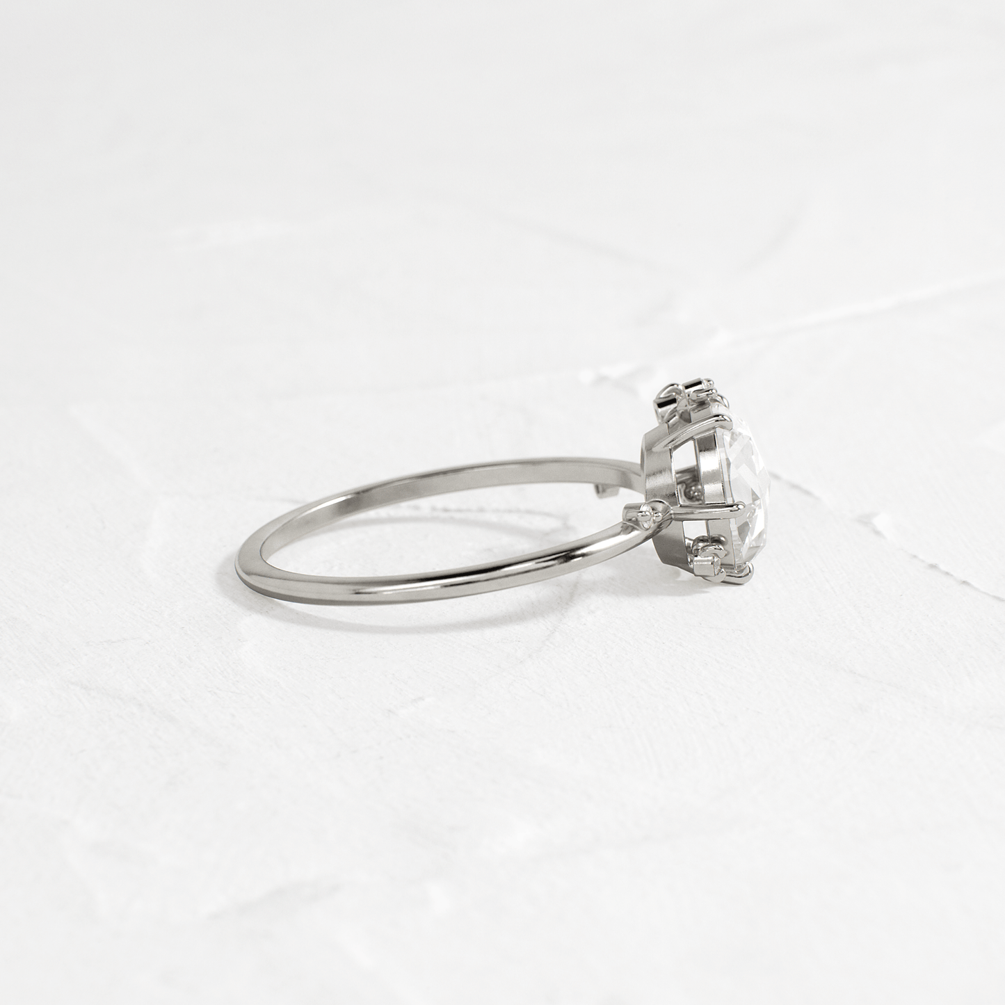 Cluster-Rose Cut Lab Grown Diamond Engagement Ring