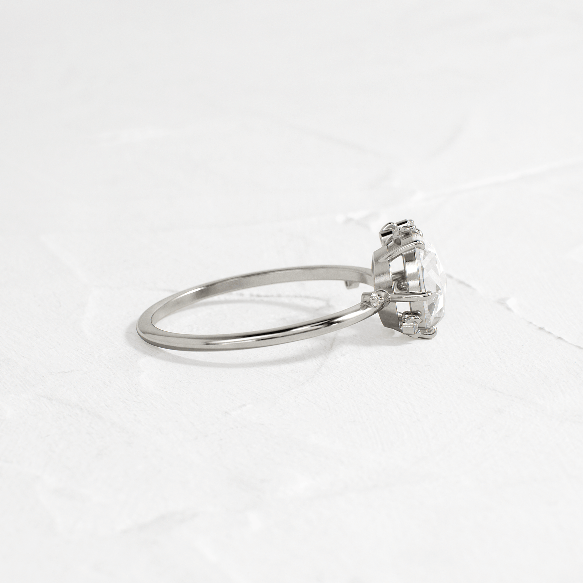 Cluster-Rose Cut Lab Grown Diamond Engagement Ring