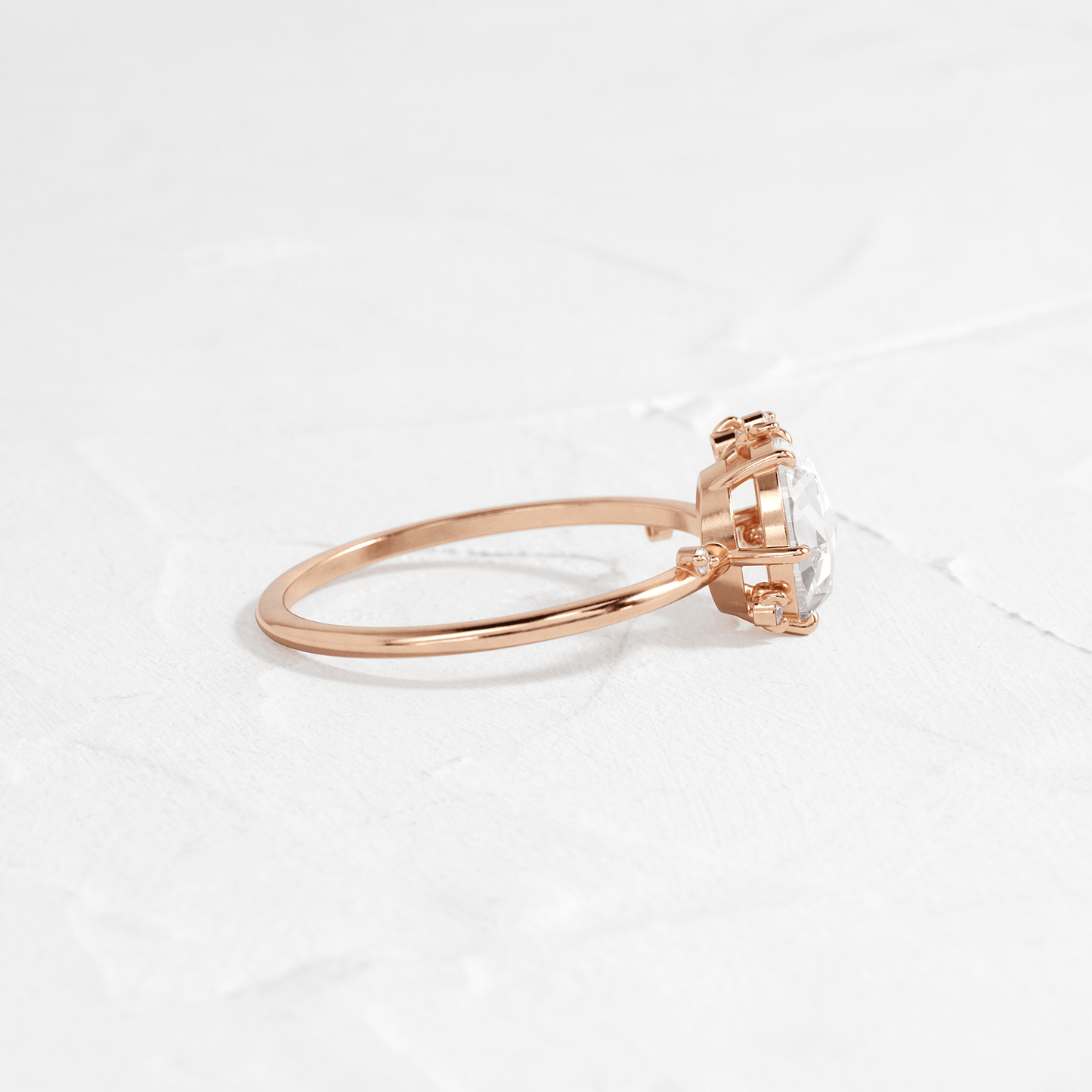 Cluster-Rose Cut Lab Grown Diamond Engagement Ring