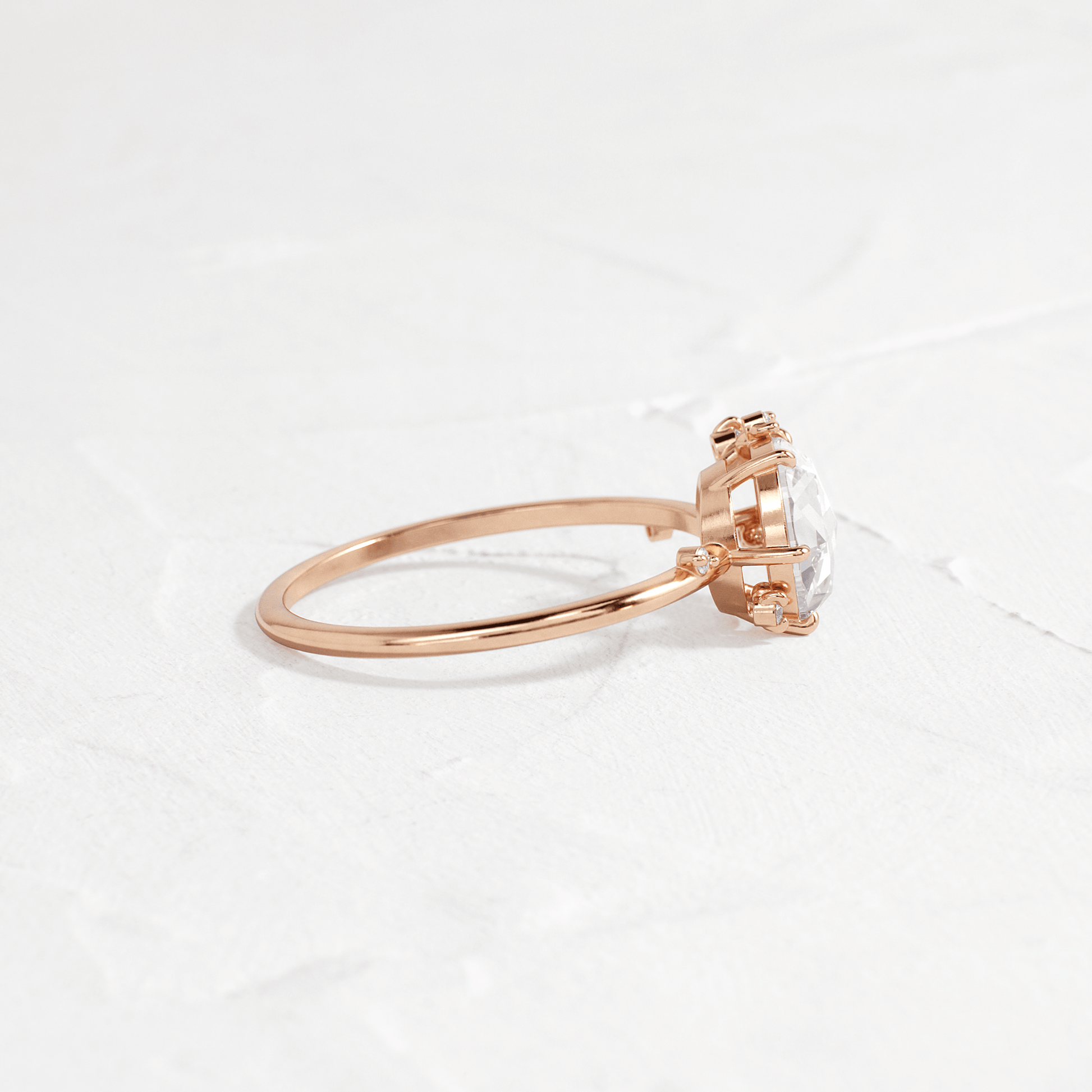 Cluster-Rose Cut Lab Grown Diamond Engagement Ring