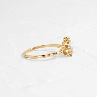 Cluster-Rose Cut Lab Grown Diamond Engagement Ring