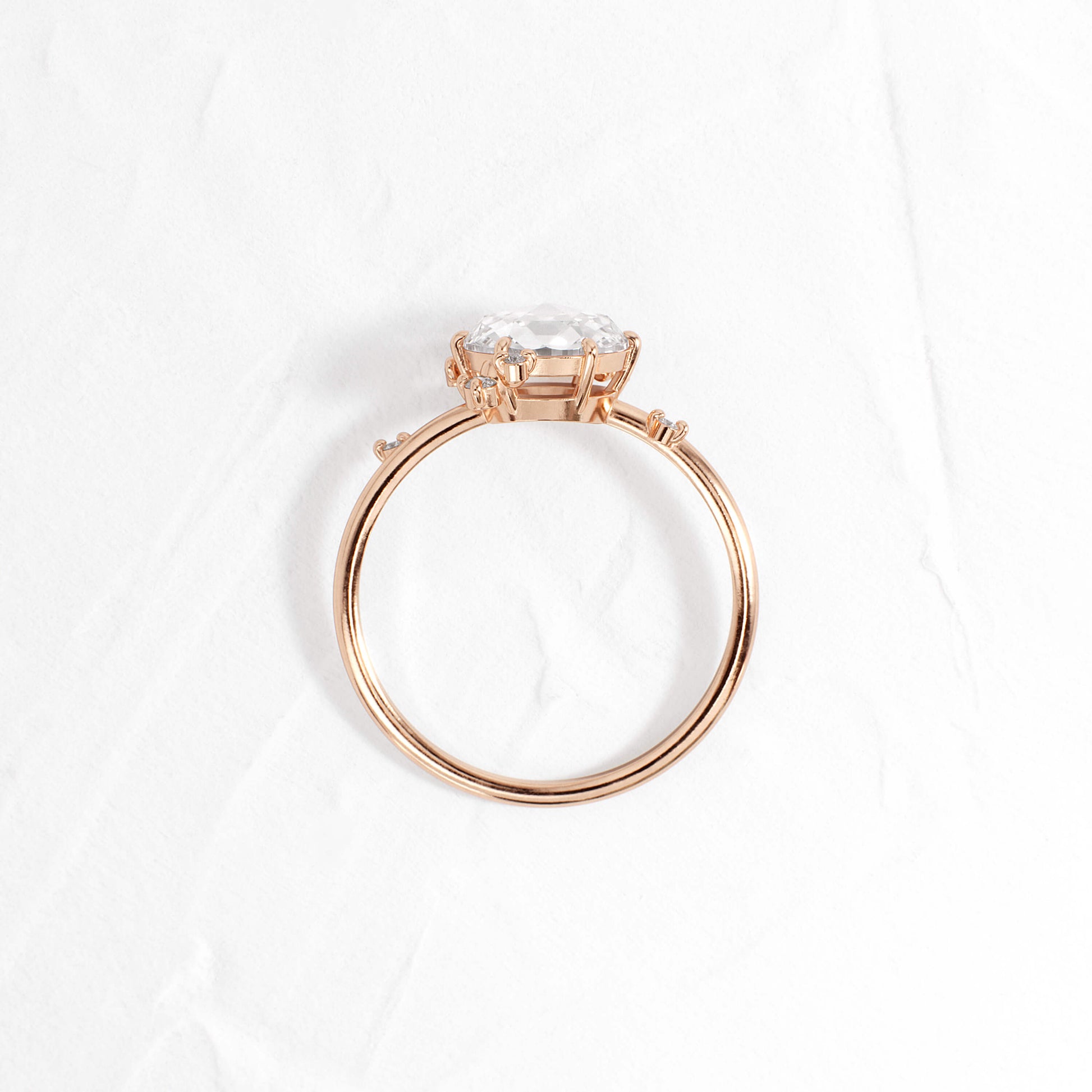 Cluster-Rose Cut Lab Grown Diamond Engagement Ring