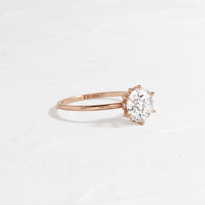 Solitaire with Hidden Stones-Round Lab Grown Diamond Engagement Ring