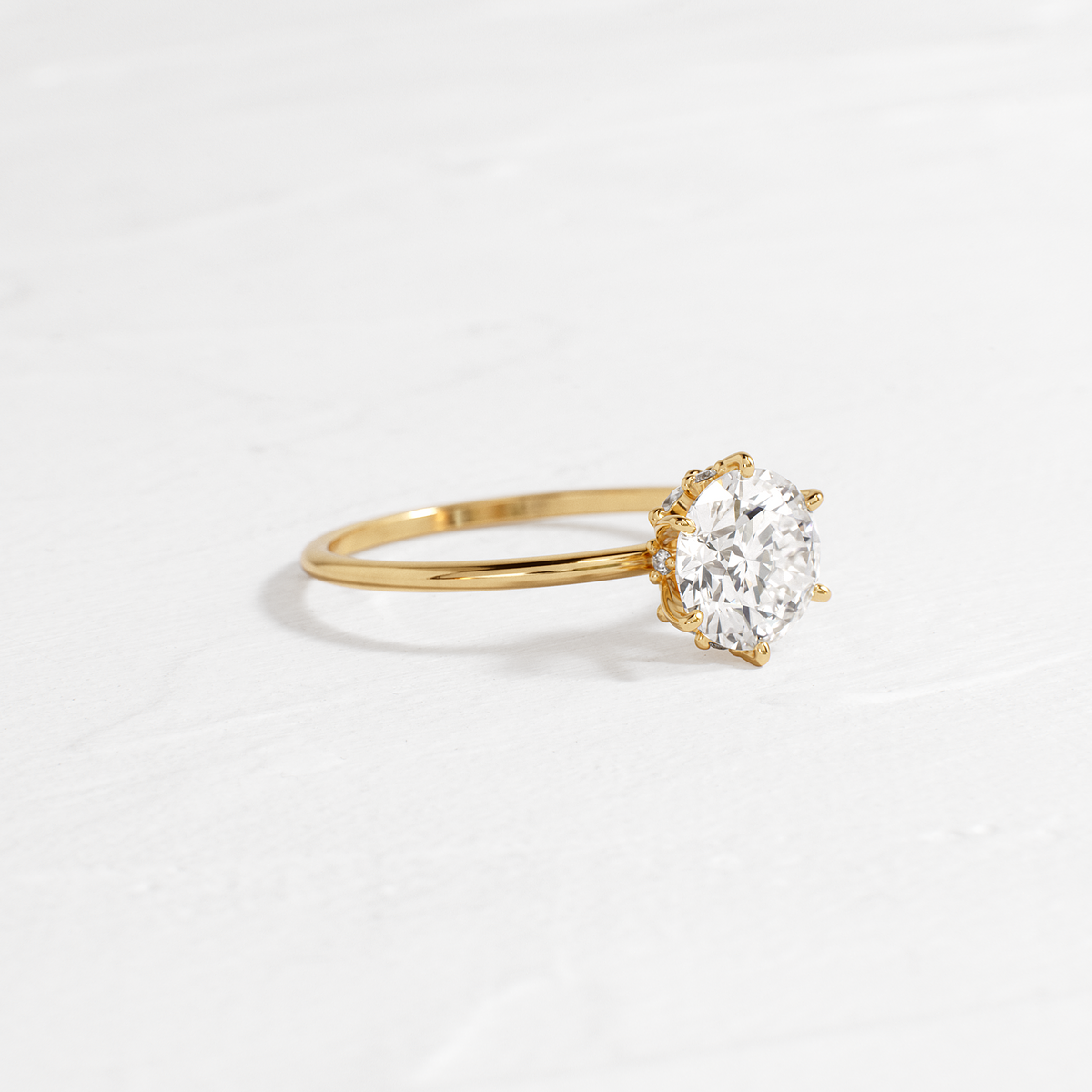 Solitaire with Hidden Stones-Round Lab Grown Diamond Engagement Ring