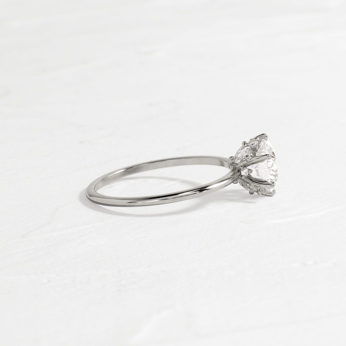 Solitaire with Hidden Stones-Round Lab Grown Diamond Engagement Ring