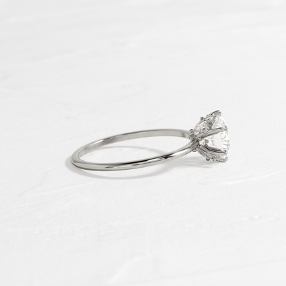 Solitaire with Hidden Stones-Round Lab Grown Diamond Engagement Ring