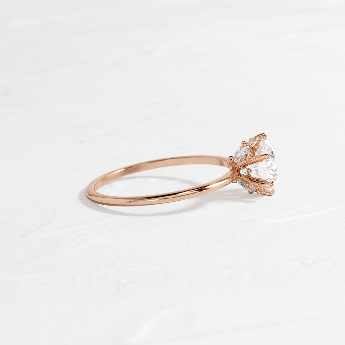Solitaire with Hidden Stones-Round Lab Grown Diamond Engagement Ring
