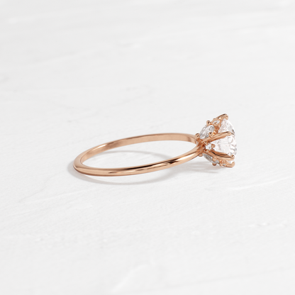 Solitaire with Hidden Stones-Round Lab Grown Diamond Engagement Ring