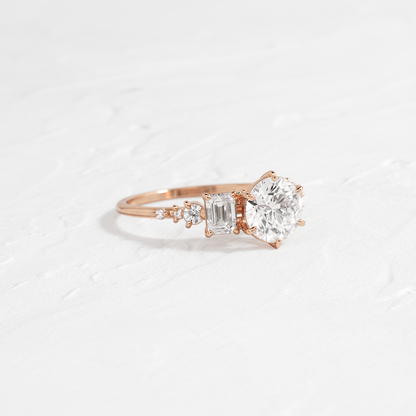 Cluster-Round Lab Grown Diamond Engagement Ring
